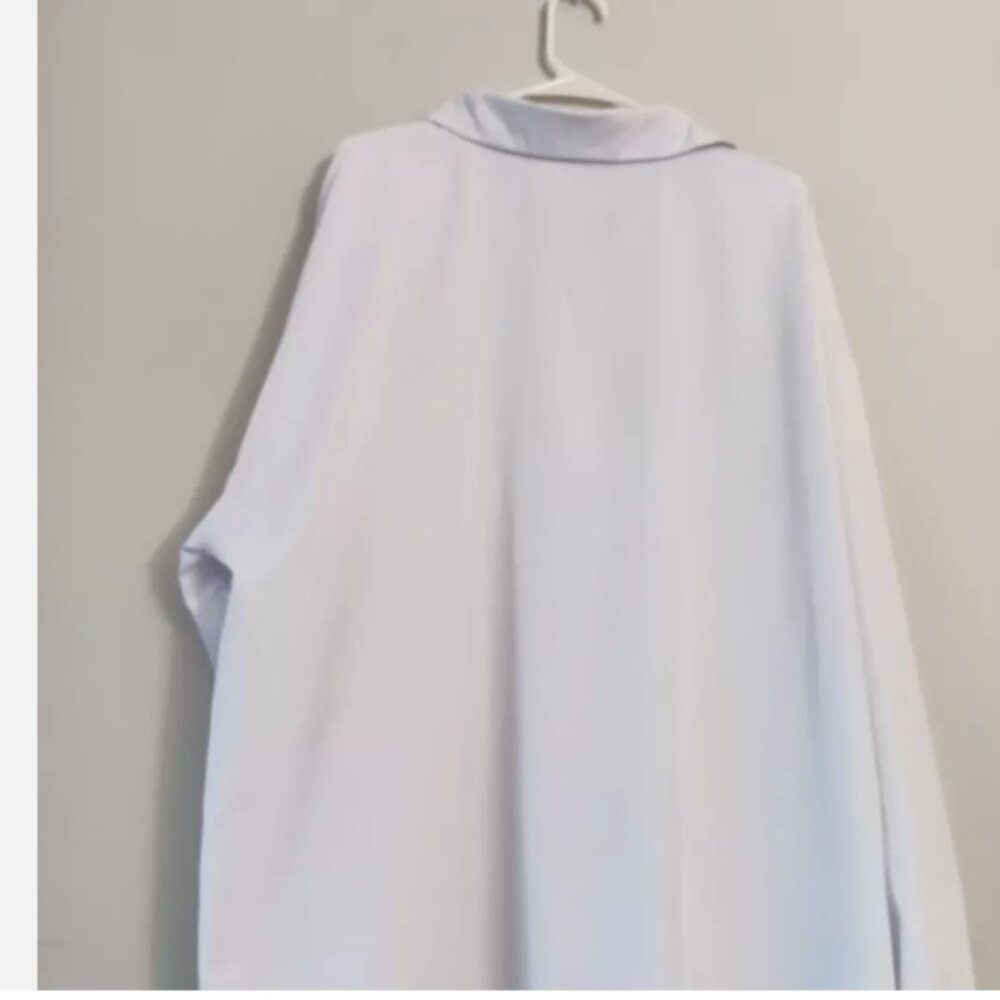 No Tag 4XL White Button Up Long Sleeve Dress Polyester Spandex Collared D20 - Picture 9 of 9